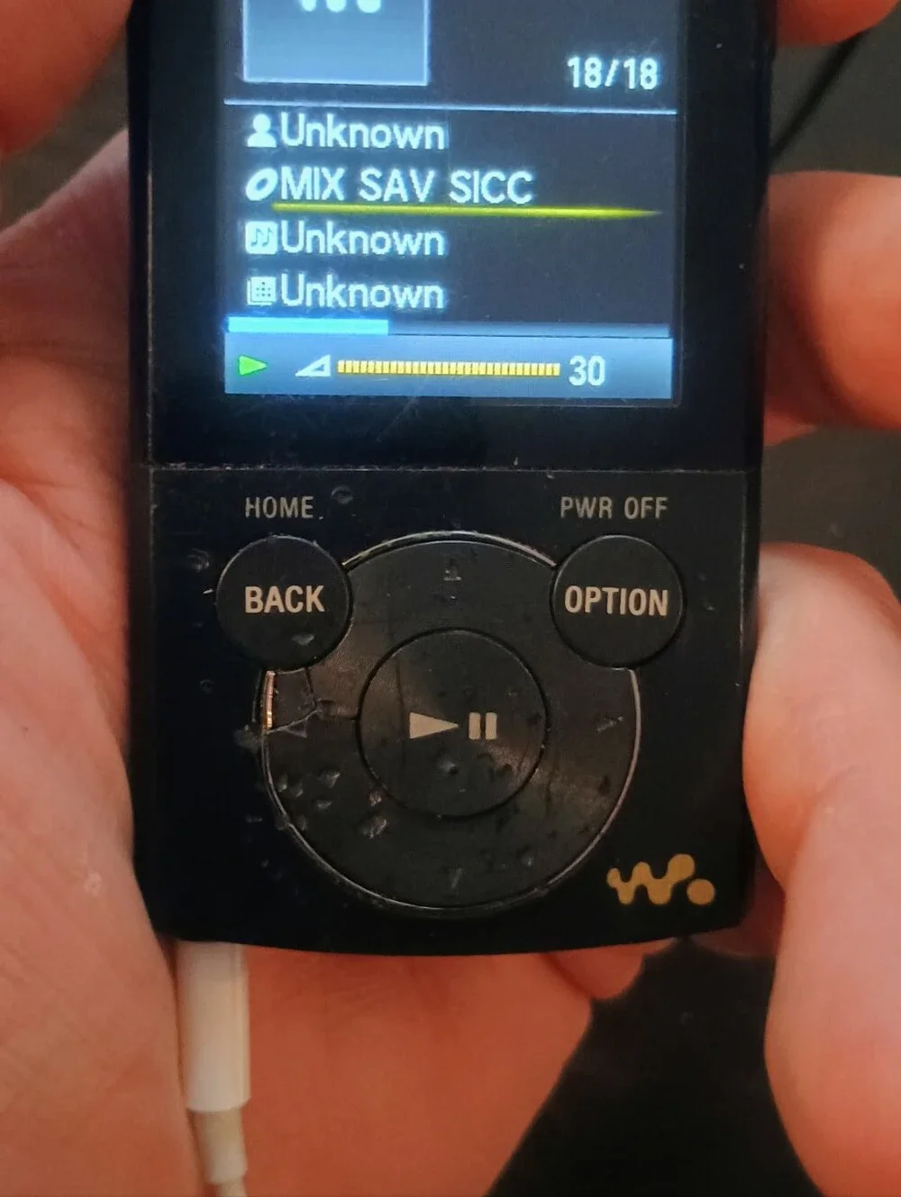 Sony Black Portable MP3 Player with White Earbuds and USB Cable